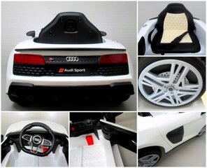 Laste akuauto AUDI R8 Sport WHITE, 2 juhtimisviisi цена и информация | Электромобили для детей | kaup24.ee