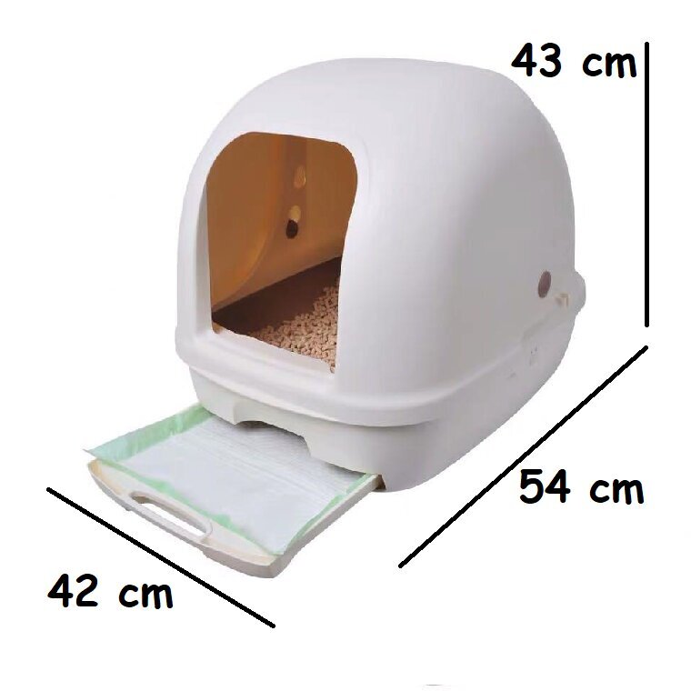 Kapuutsiga kahekihiline kassiliiva süsteemi stardikomplekt (karp+graanulid 1,6kg+ 4 padjandit) hind ja info | Liivakastid kassidele | kaup24.ee
