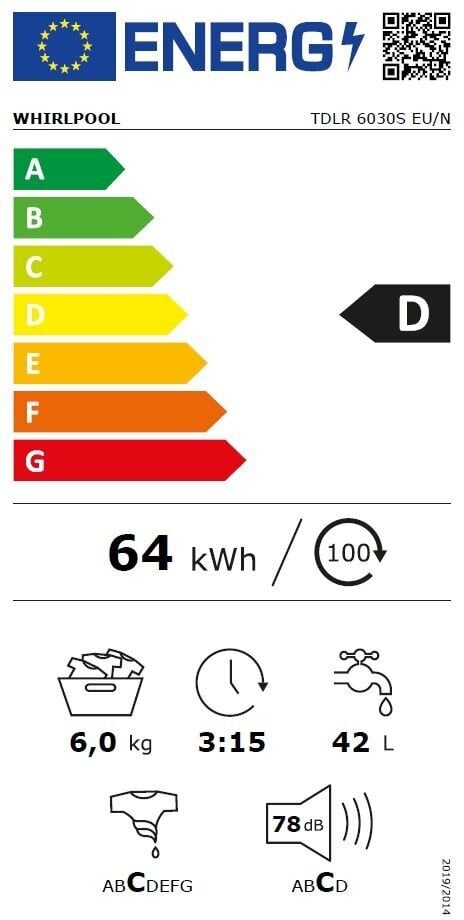 Whirlpool TDLR6040LPL/N hind ja info | Pesumasinad | kaup24.ee