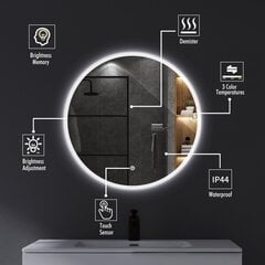 LED peegel Madrid 60см Bluetooth, Anti-fog, Dimmer, Color change цена и информация | Зеркала | kaup24.ee