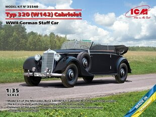 Liimitav mudel ICM 35540 WWII German Staff Car Typ 320 (W142) Cabriolet 1/35 цена и информация | Склеиваемые модели | kaup24.ee