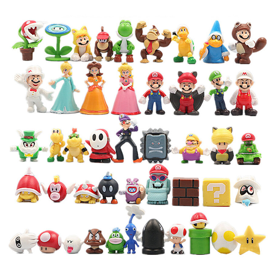 Figuurikomplekt Super Mario Bros, 48 tükki + mängukott цена и информация | Poiste mänguasjad | kaup24.ee