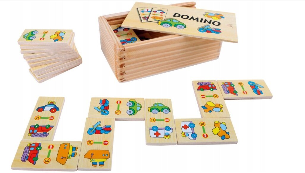 Domino puidust sõidukite mäng lastele hind ja info | Arendavad mänguasjad | kaup24.ee