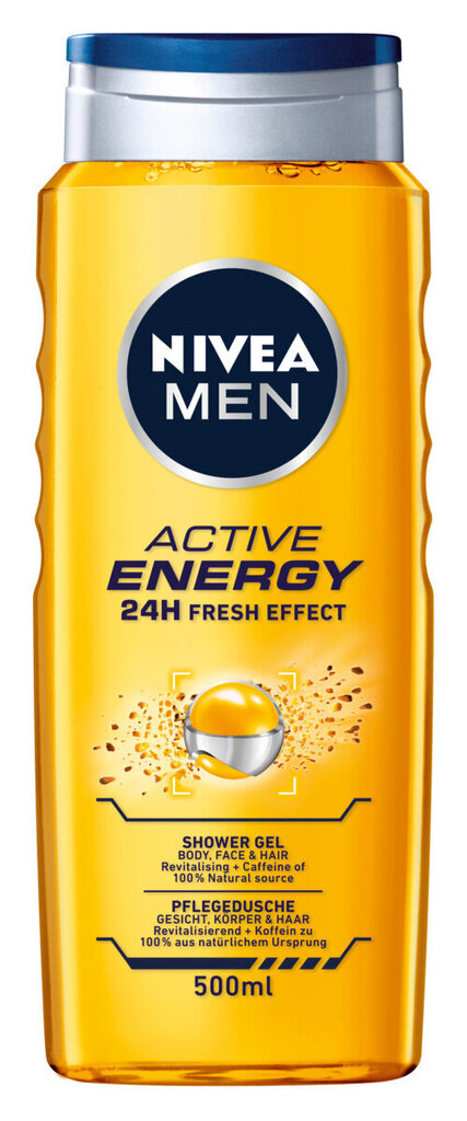 Nivea Men Active Energy Dušš Jelly Men's 500ml, 6 pakendikomplekti hind ja info | Dušigeelid, õlid | kaup24.ee