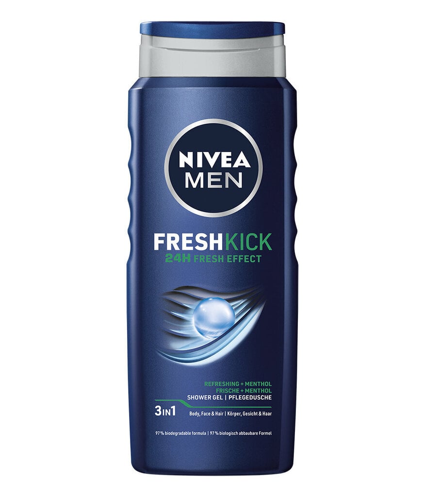 Nivea mehed värske kick dušš meeste 500ml, 6 pakendikomplekti цена и информация | Dušigeelid, õlid | kaup24.ee