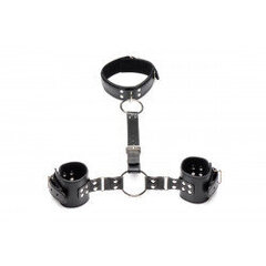 Collar with Cuffs Restraint Set - Black цена и информация | БДСМ и фетиш | kaup24.ee