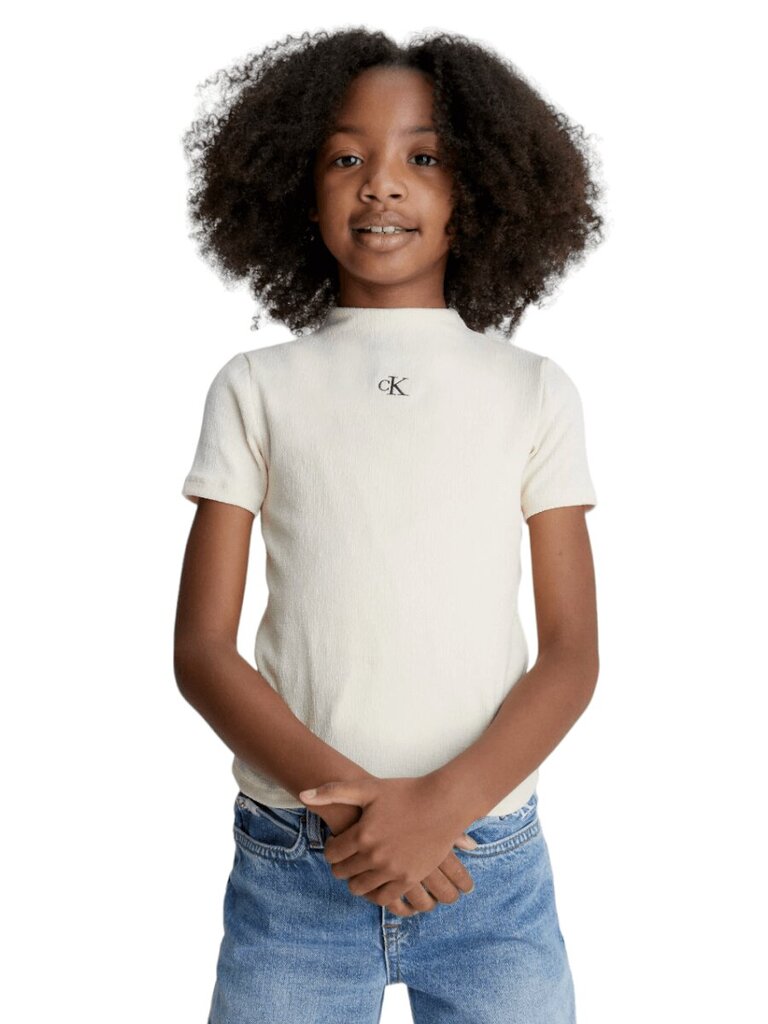 Tüdrukute T-särk Calvin Klein Light Crinkle Whitecap Gray 520883171 цена и информация | Tüdrukute särgid | kaup24.ee