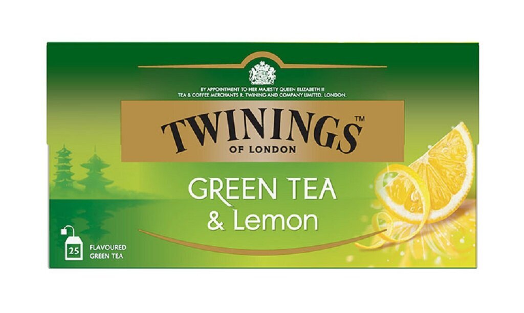 Roheline tee sidruniga Twinings 25x1,6g, 40g, 6 pakki hind ja info | Tee | kaup24.ee