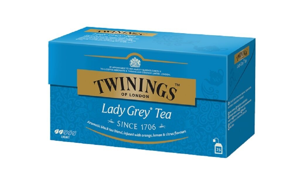 Must tee Black Tea Lady Gray Twinings 25x2G, 50G, 6 pakendit цена и информация | Tee | kaup24.ee