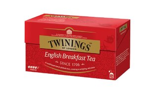 Must tee Black Tea Engish Breakfast Twinings 25x2g, 50g, 6 pakendit цена и информация | Чай | kaup24.ee