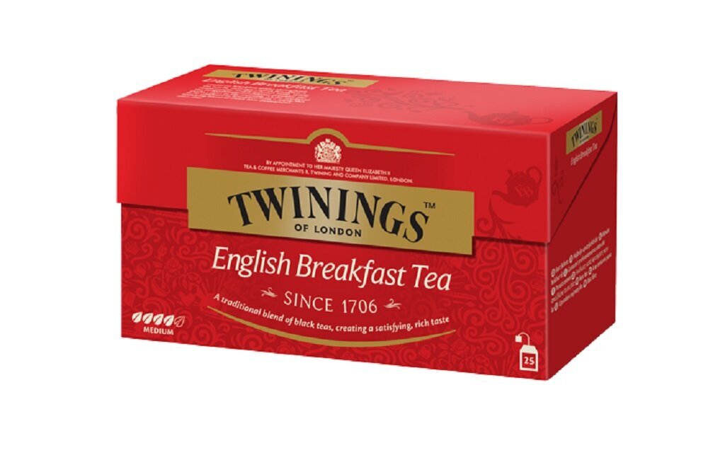 Must tee Black Tea Engish Breakfast Twinings 25x2g, 50g, 6 pakendit цена и информация | Tee | kaup24.ee