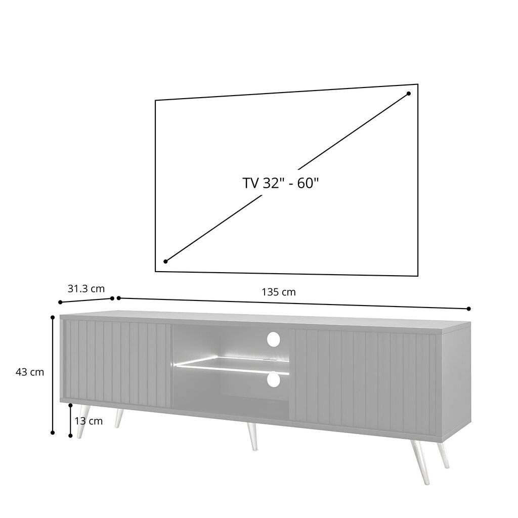 TV-laud Selsey Bello 135 cm, must/kuldne värv hind ja info | TV alused | kaup24.ee