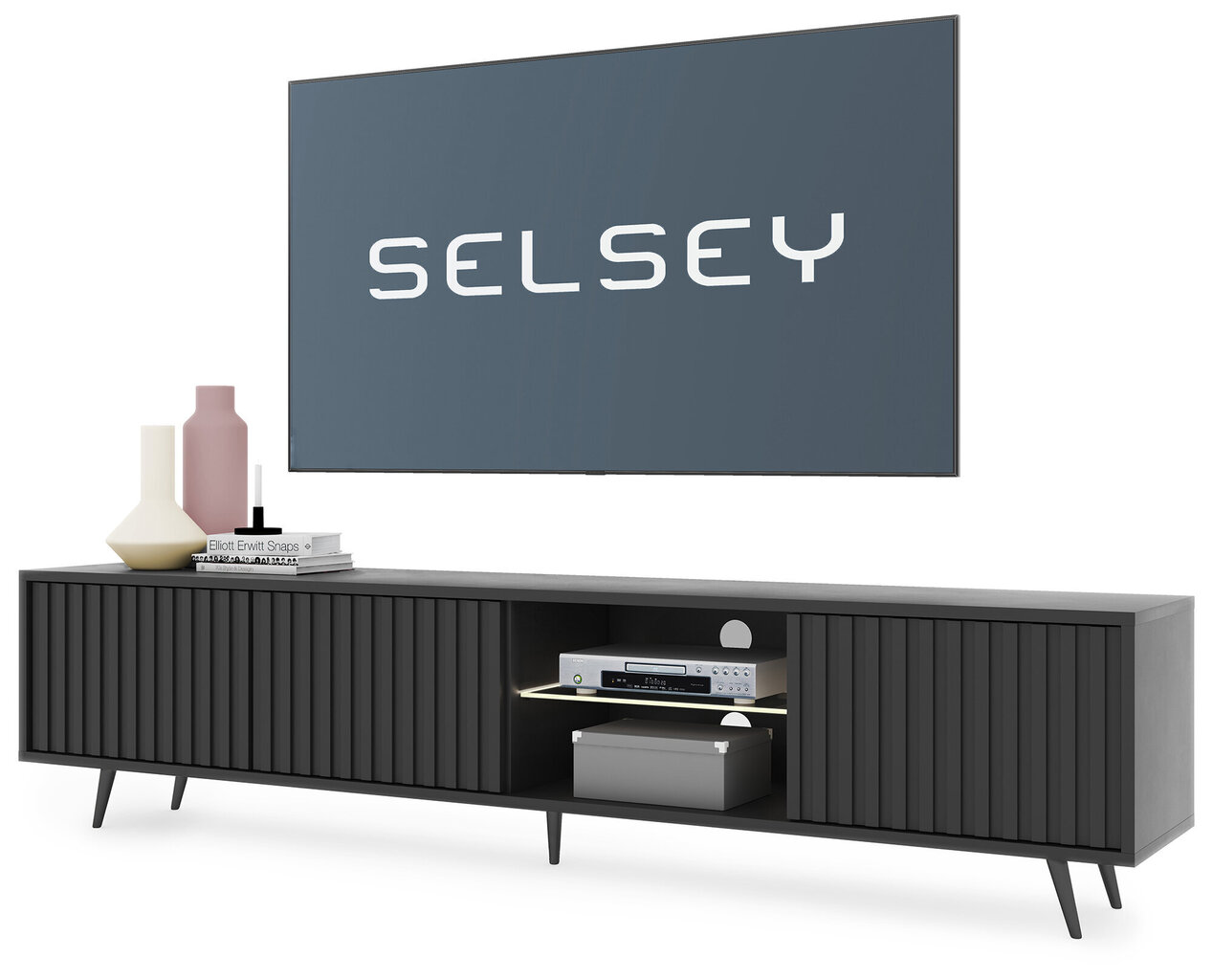 TV-laud Selsey Bello 175 cm, must hind ja info | TV alused | kaup24.ee