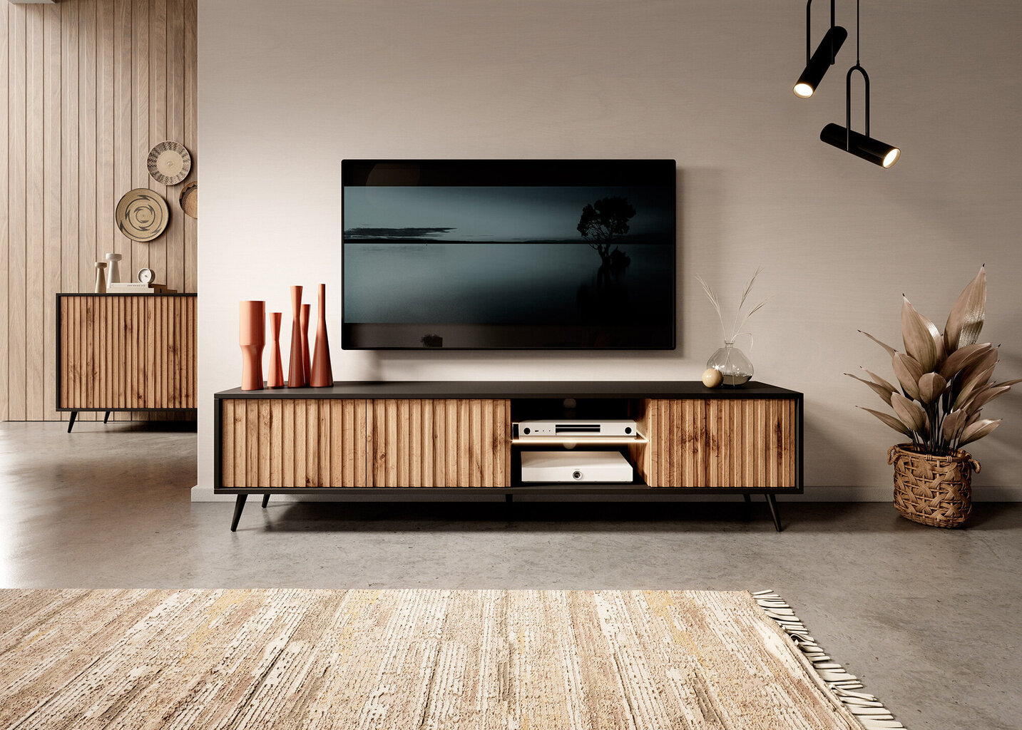 TV-laud Selsey Bello 175 cm, must/pruun hind ja info | TV alused | kaup24.ee