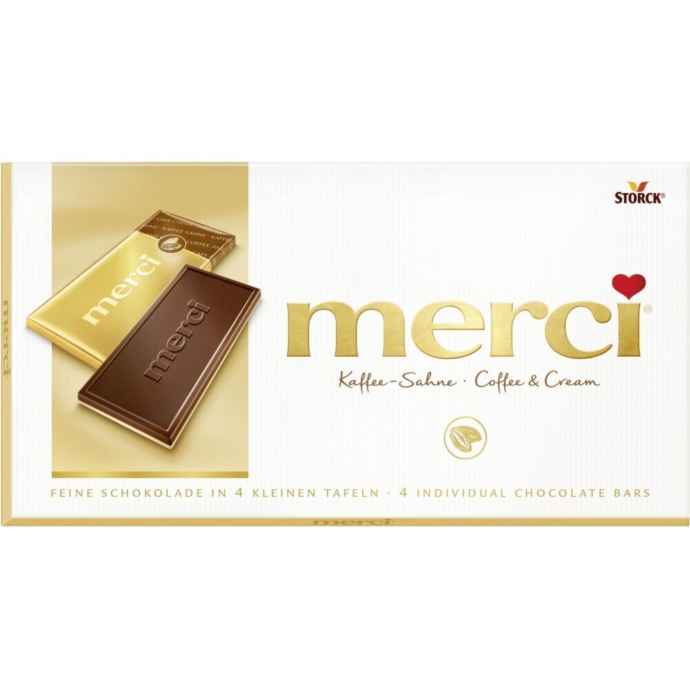 Šokolaad Merci Coffee & Cream 100 g, 4 pakendit hind ja info | Maiustused | kaup24.ee