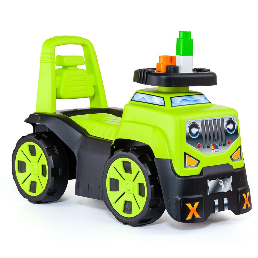 Pealeistutav auto koos 10 klotsiga Molto, roheline цена и информация | Imikute mänguasjad | kaup24.ee