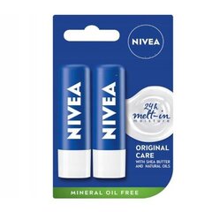 Защитный бальзам для губ Nivea Original Care Lip, 2 х 5,5 мл цена и информация | Помады, бальзамы, блеск для губ | kaup24.ee