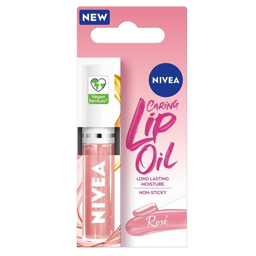 Huuleõli Nivea Caring Lip Oil Rose, 5,5 ml цена и информация | Huulepulgad, -läiked, -palsamid, vaseliin | kaup24.ee