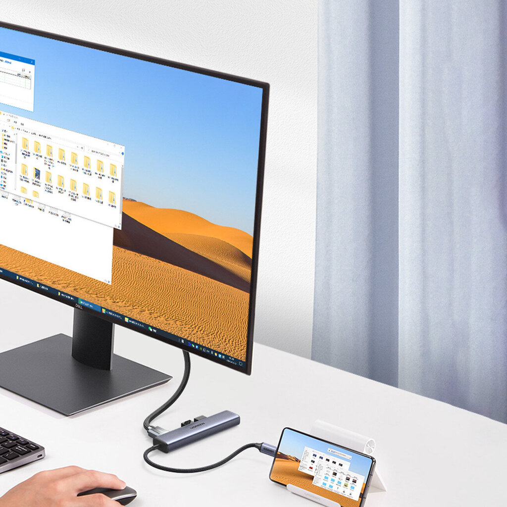 Adapter Ugreen HUB 5in1 CM475 USB C - 3x USB 3.0 / HDMI / RJ45 hind ja info | USB jagajad, adapterid | kaup24.ee