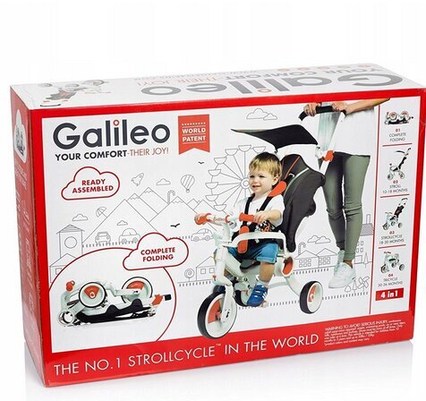 Kolmerattaline jalutusratas Galileo 4 in 1, valge цена и информация | Kolmerattalised jalgrattad | kaup24.ee