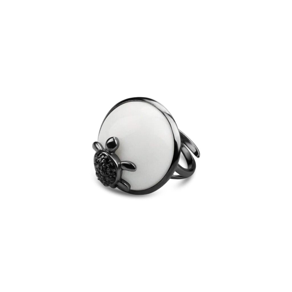 Naiste hõbesõrmus Bellus Domina Turtle (valge must) tsirkooniga цена и информация | Sõrmused | kaup24.ee