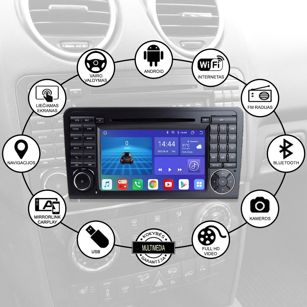 Android Multimedia Mercedes Benz 2007-12 ML (W164) GL (X164) hind ja info | Autoraadiod, multimeedia | kaup24.ee