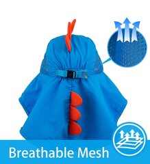 Laste päikesekaitsega suvemüts, sinine dinosaurus цена и информация | Шапки, перчатки, шарфики для новорожденных | kaup24.ee