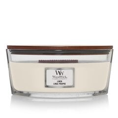 WoodWick ароматическая свеча Linen Elipsa 453,6 г цена и информация | Подсвечники, свечи | kaup24.ee