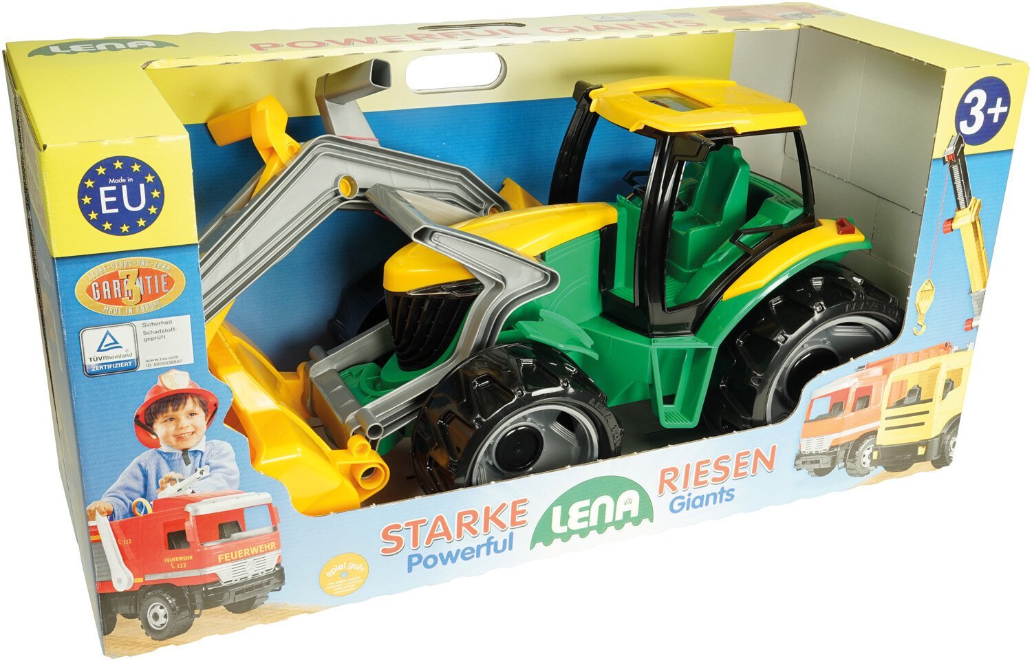 Võimas traktor-ekskavaator „Lena“, roheline, 65 cm hind ja info | Poiste mänguasjad | kaup24.ee