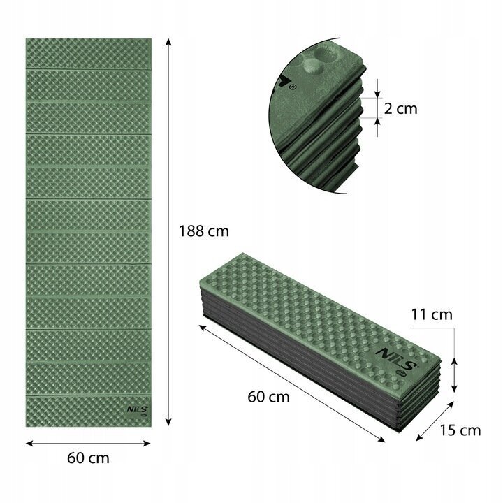 Kokkupandav reisimatt Nils Camp, 60 x 188 x 2 cm hind ja info | Matkamadratsid, matkamatid | kaup24.ee