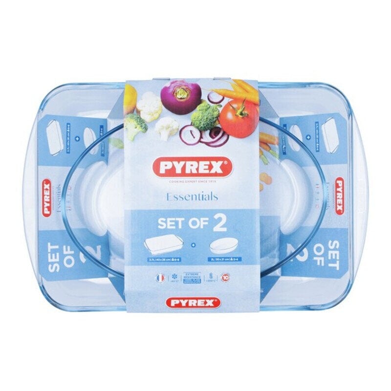 Ahjunõude komplekt Pyrex Essentials Borosilikaatklaas (30 x 21 cm + 40 x 27 cm) цена и информация | Ahjuvormid ja küpsetustarvikud | kaup24.ee