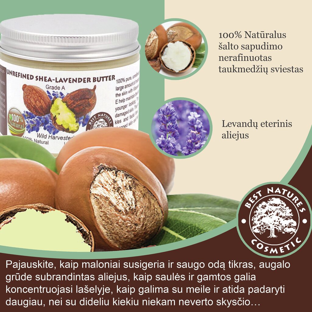Sheavõi lavendliga Best Natures Cosmetic, 150 ml hind ja info | Kehakreemid, losjoonid | kaup24.ee