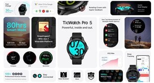 TicWatch Pro 5 GPS Obsidian hind ja info | TicWatch Mobiiltelefonid, foto-, videokaamerad | kaup24.ee