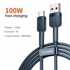 Kaabel Toocki USB A -> USB C PD 100W 7A 1,0 m, kiirlaadimise andmekaabel hind ja info | Mobiiltelefonide kaablid | kaup24.ee