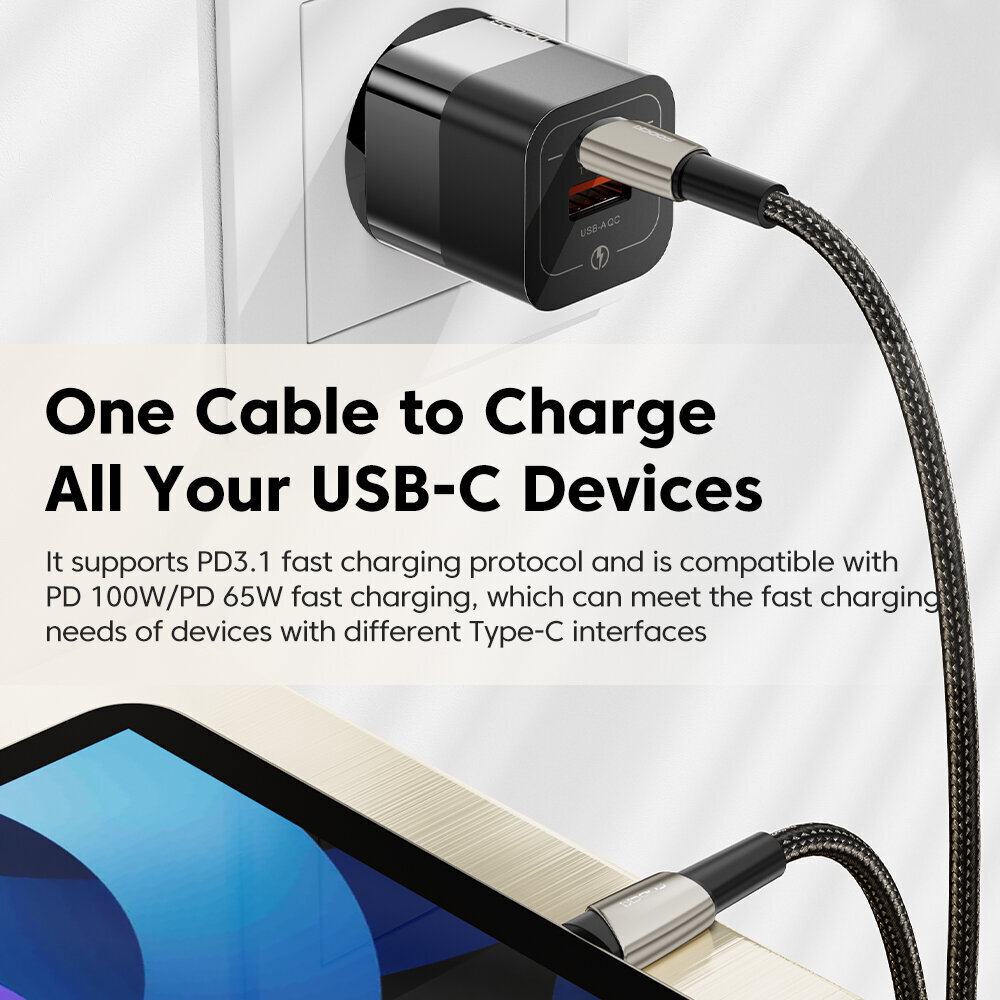 Kaabel Toocki USB C -> USB C PD 140W 5A 1,0 m, kiirlaadimise andmekaabel цена и информация | Mobiiltelefonide kaablid | kaup24.ee