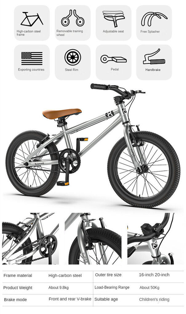 BMX jalgratas Aoli 20", hall hind ja info | Jalgrattad | kaup24.ee