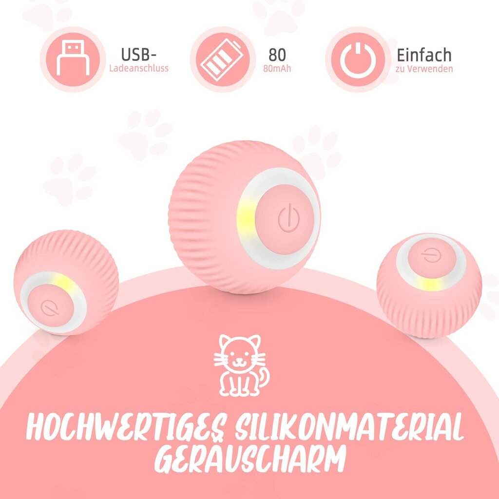 Interaktiivne iseliikuv kassi mänguasi, roosa цена и информация | Mänguasjad kassidele | kaup24.ee