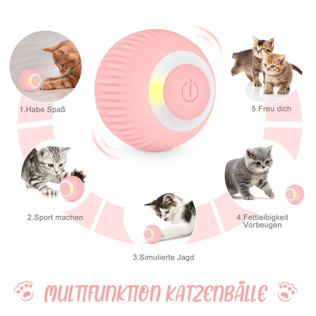 Interaktiivne iseliikuv kassi mänguasi, roosa hind ja info | Mänguasjad kassidele | kaup24.ee