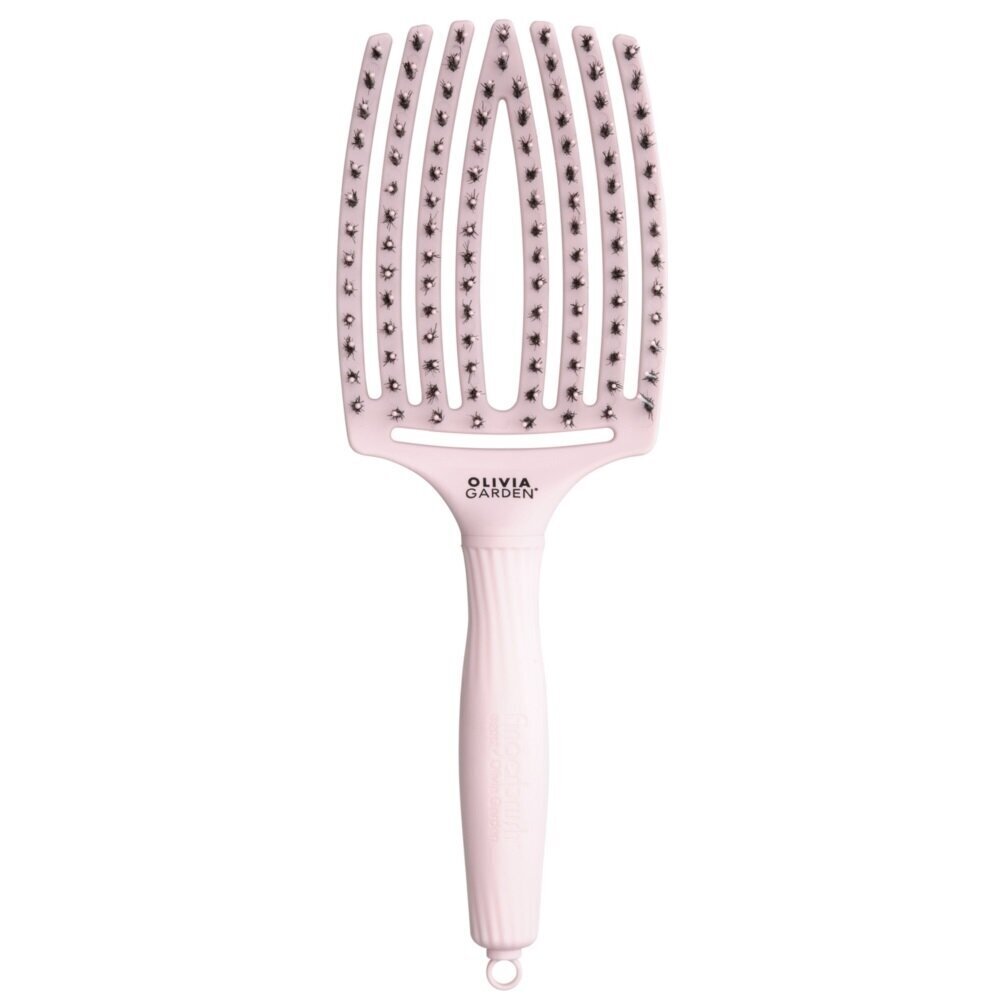 Ristkülikukujuline juuksehari Olivia Garden Fingerbrush Combo Large Pastel Pink hind ja info | Juukseharjad, kammid, juuksuri käärid | kaup24.ee