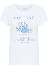 Женская футболка Mustang 1013789*2045, белая/синяя цена и информация | Женские футболки | kaup24.ee