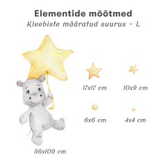 Laste interjööri kleebis Hippo Cub with Stars цена и информация | Декоративные наклейки | kaup24.ee