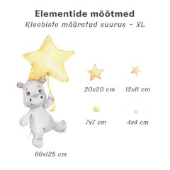 Laste interjööri kleebis Hippo Cub with Stars цена и информация | Декоративные наклейки | kaup24.ee