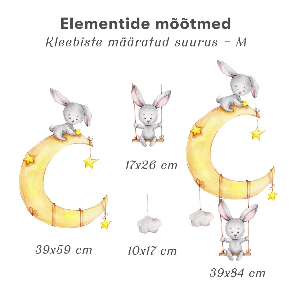 Laste interjööri kleebis Bunnies in the Moon hind ja info | Seinakleebised | kaup24.ee