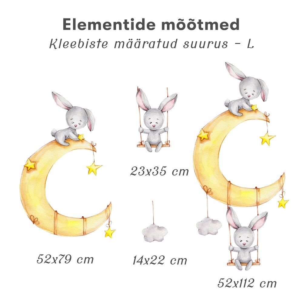 Laste interjööri kleebis Bunnies in the Moon hind ja info | Seinakleebised | kaup24.ee