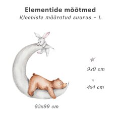 Детская интерьерная наклейка Кролик и Медведь на Луне цена и информация | Декоративные наклейки | kaup24.ee