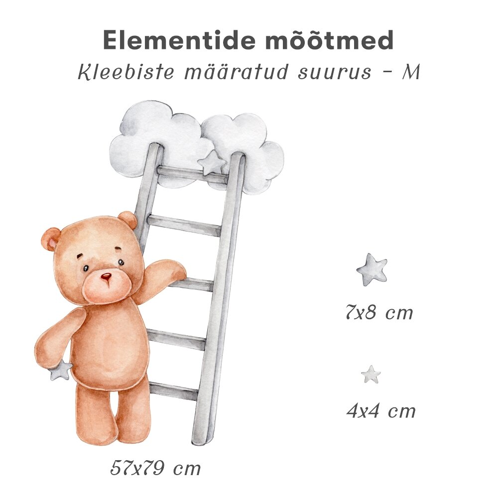 Laste interjööri kleebis Teddy Bear with Ladder hind ja info | Seinakleebised | kaup24.ee