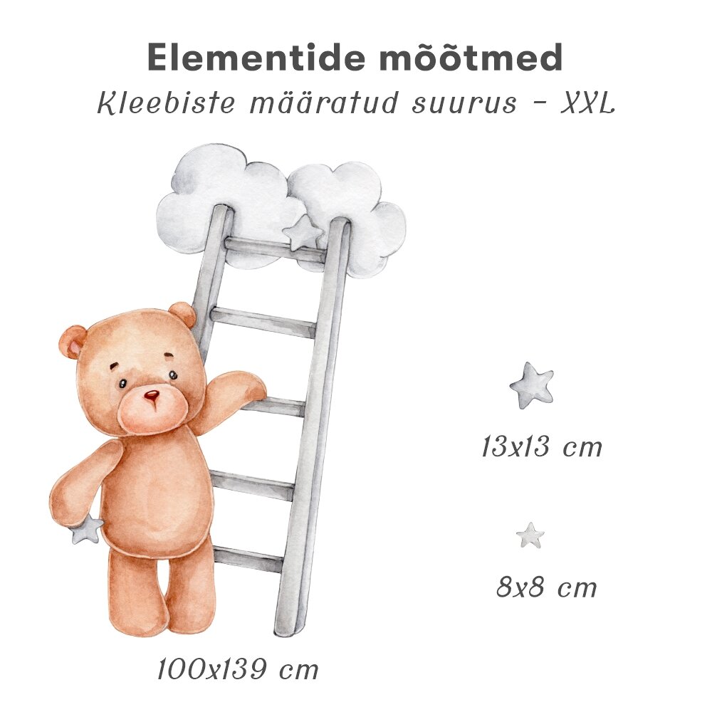 Laste interjööri kleebis Teddy Bear with Ladder hind ja info | Seinakleebised | kaup24.ee