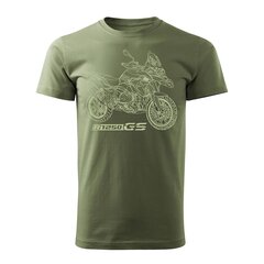 Koszulka motocyklowa z motocyklem na motor BMW GS 1250 ADVENTURE męska khaki REGULAR 598-7 цена и информация | Мужские футболки | kaup24.ee