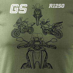 BMW GS 1250 ADVENTURE vīriešu motocikla t-krekls ar motociklu 1581-7 цена и информация | Мужские футболки | kaup24.ee