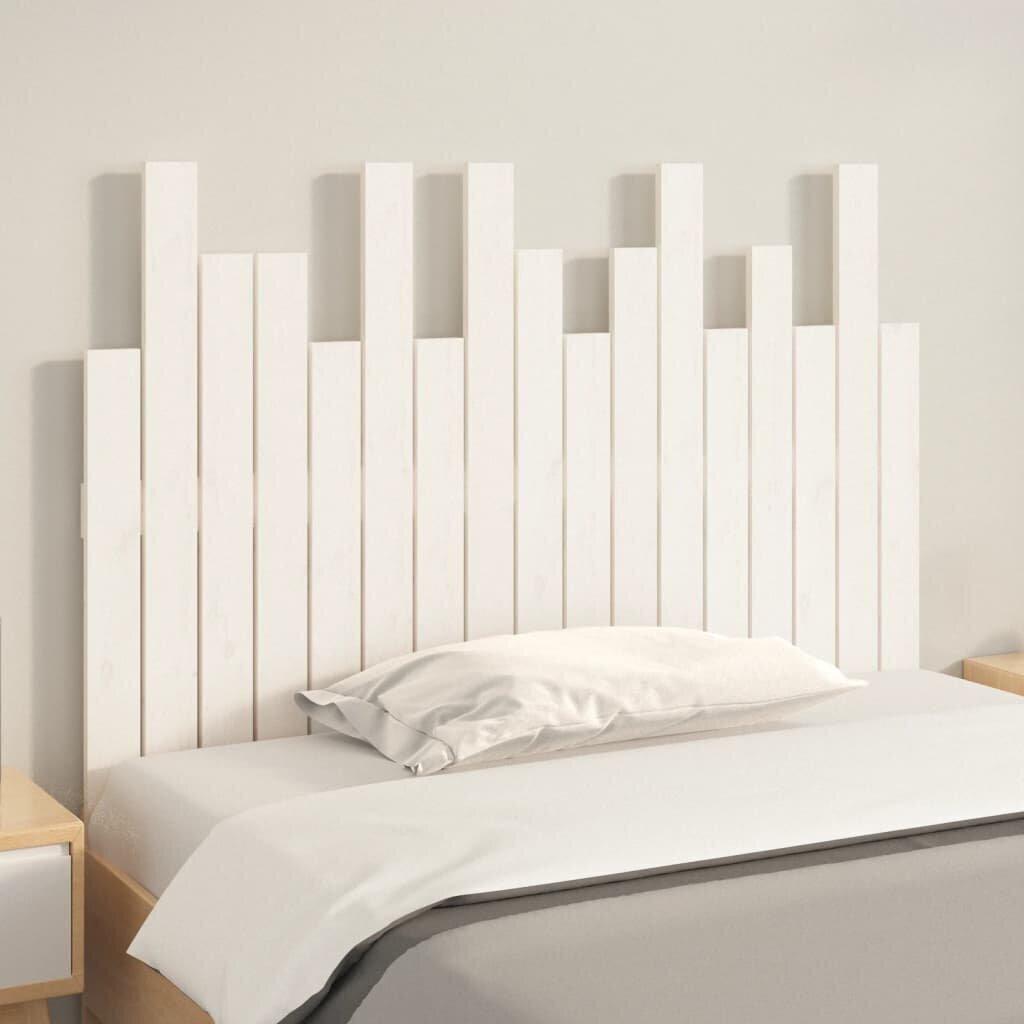 vidaXL seinale kinnitatav voodipeats, valge, 108x3x80 cm, männipuit hind ja info | Voodid | kaup24.ee